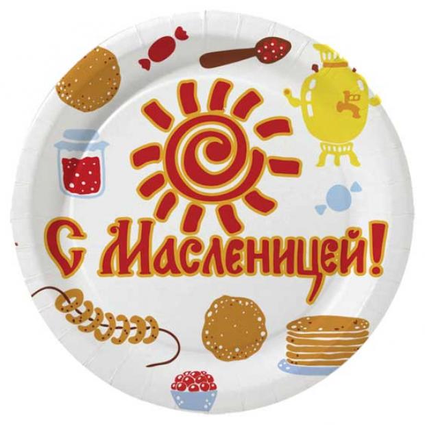 

Набор одноразовых тарелок С масленицей картон 18 см, 6 шт