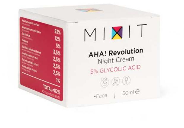 

Крем для лица ночной Mixit с маслом ши гликолевой кислотой и растительными экстрактами, 50 мл