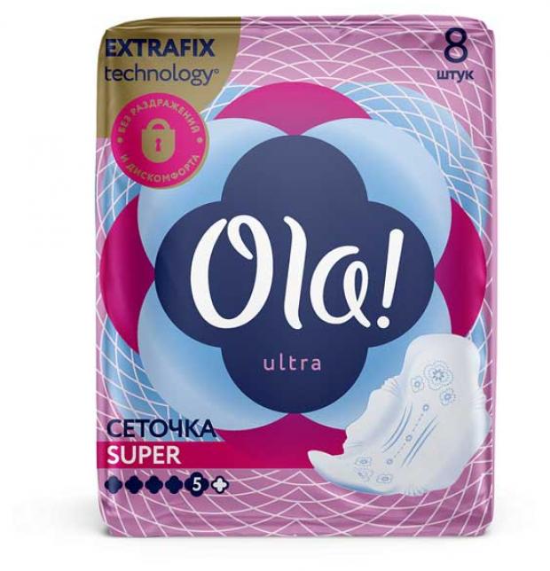 

Прокладки гигиенические Ola! Ultra Super ультратонкие бархатистая сеточка, 8 шт