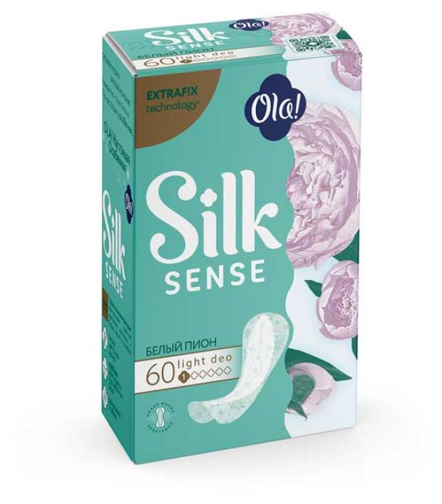 

Прокладки ежедневные Ola! Silk Sense Light тонкие стринг мультиформ аромат белый пион, 60 шт