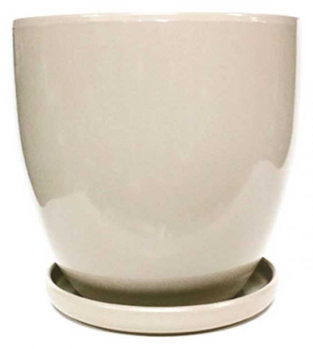 

Горшок керамический с поддоном жемчужный Ø17,5х15,5 см, 2,4 л