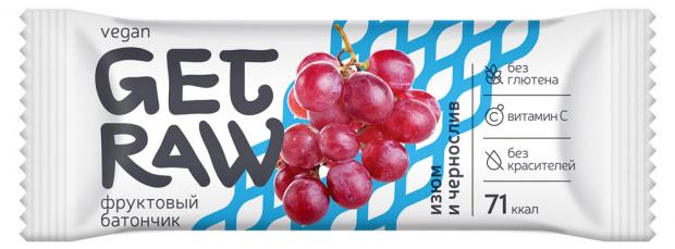 

Батончик фруктовый Get Raw изюм и чернослив, 30 г
