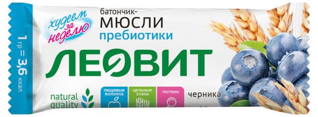 Батончик злаковый ЛЕОВИТ мюсли черника и лютеин 30 г 27₽