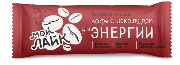 Батончик злаковый Мой лайк мюсли кофе с шоколадом для энергии 25 г 14₽