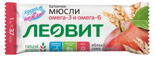 Батончик мюсли ЛЕОВИТ с яблоком и семя льна 30 г 28₽