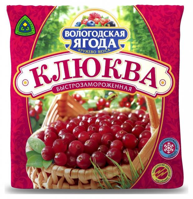 

Клюква «Вологодская ягода» дикорастущая быстрозамороженная, 300 г