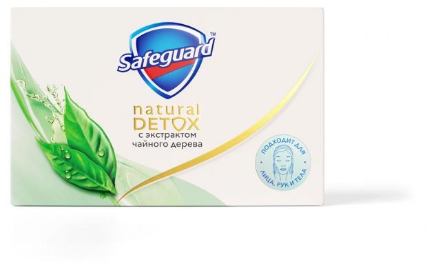 Мыло туалетное Safeguard Natural Detox с экстрактом чайного дерева с антибактериальным эффектом 110 г 118₽