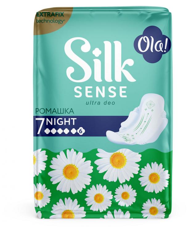 

Прокладки гигиентические Ola! Silk Sense Ultra Night ультратонкие Ромашка, 7 шт