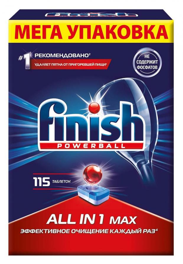 

Таблетки для посудомоечных машин Finish All in 1 max, 115 шт