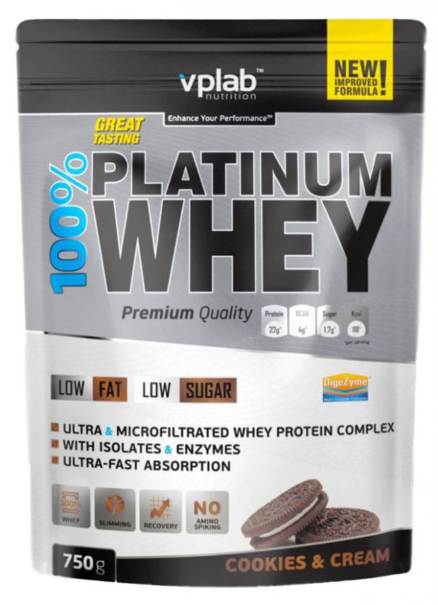 

Протеин VPLab 100% Platinum Whey печенье-крем, 750 г
