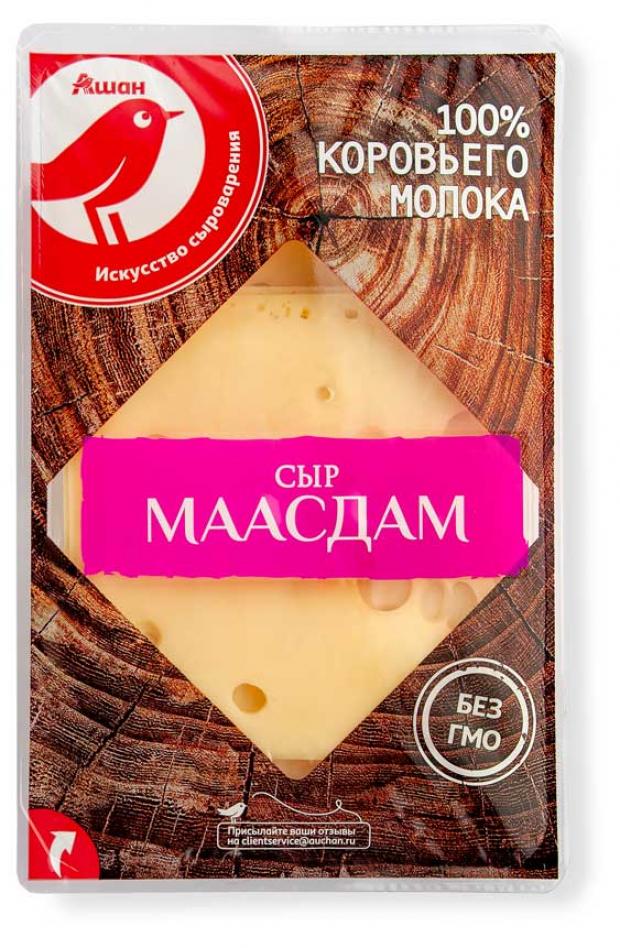 Сыр полутвёрдый АШАН Маасдам 45 нарезка 150 г 146₽