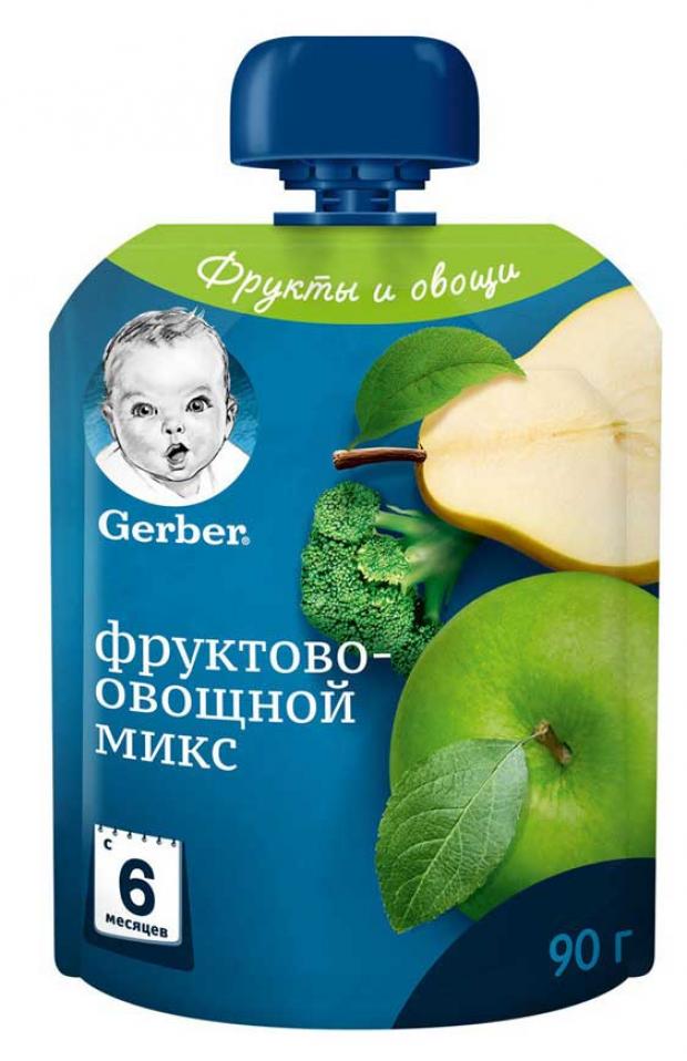 

Пюре Gerber Фруктово-овощной микс с 6 мес., 90 мл