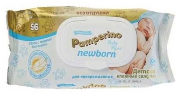 

Влажные салфетки Pamperino детские с пластиковым клапаном, 56 шт