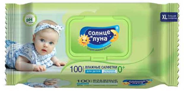 

Влажные салфетки «Солнце и Луна» детские, 100 шт