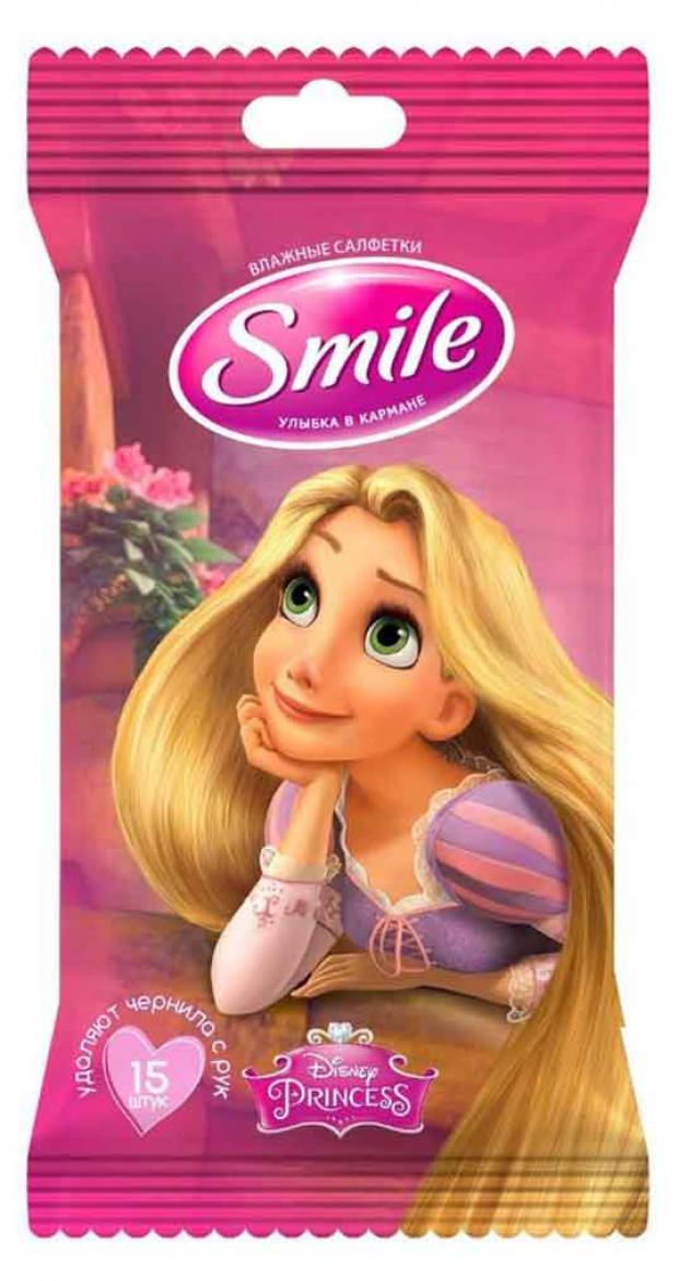 

Влажные салфетки Smile Disney Princes Антибактериальные, 15 шт