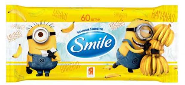 

Влажные салфетки Smile Minions однослойные банан, 60 шт