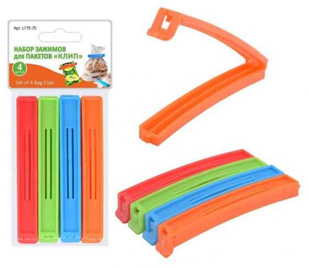 Набор зажимов для пакетов Мультидом Клип 4 шт 11 см 44₽