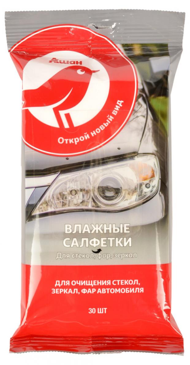 

Салфетки влажные АШАН автомобильные для стекол фар зеркал, 30 шт