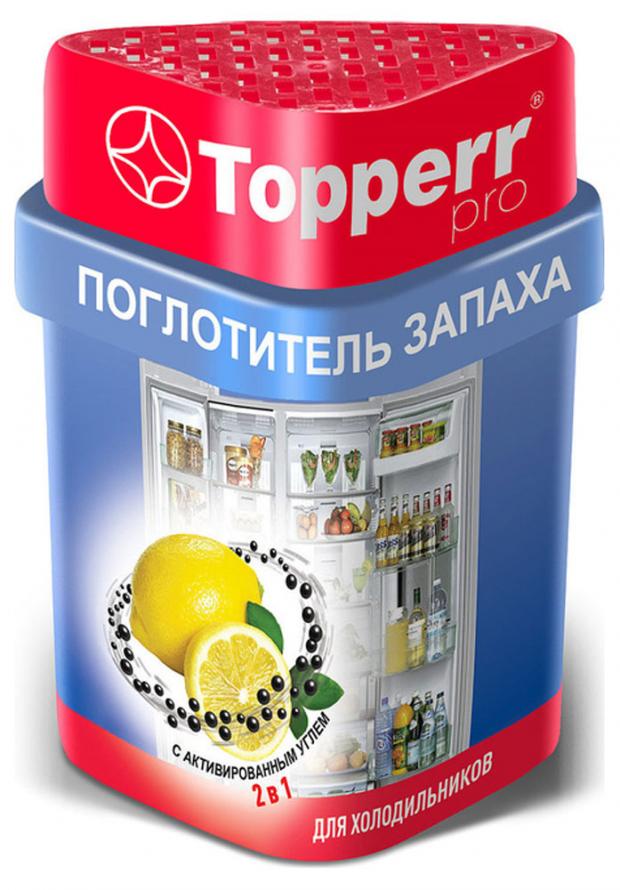 Поглотитель запаха Topperr 2 в 1 с активированным углем лимон 190 г 241₽