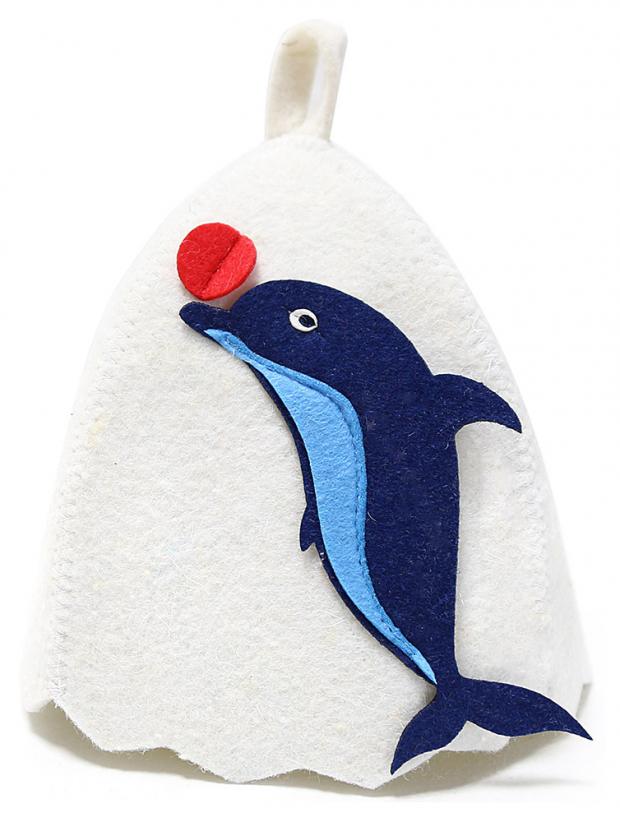 Шапка банная Невский банщик Дельфин войлочная белая 108₽