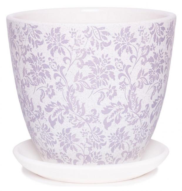 Горшок Гобелен керамический белый 15 см 214₽