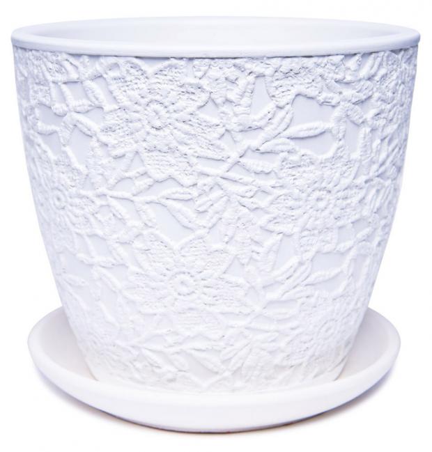 Горшок Лютик керамический белый 18 см 399₽