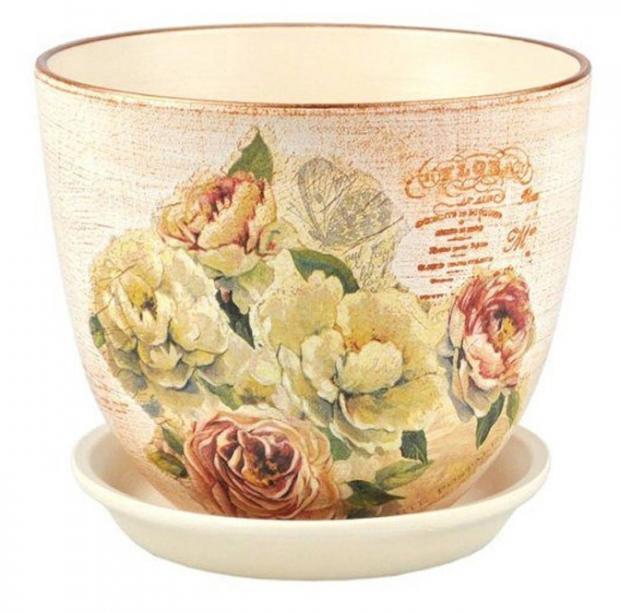 

Горшок «Сады Аурики» Милан декупаж керамический розовый Ø13 см