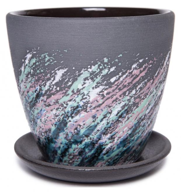 Горшок Живопись керамический черный 15 см 224₽