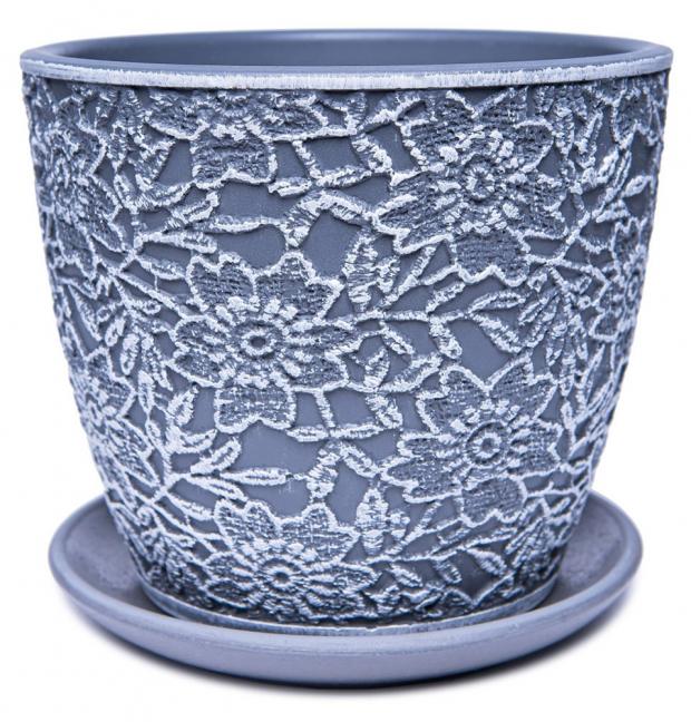 Горшок Бетонный лютик темно-серый 21 см 575₽