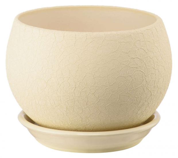 

Горшок «Вещицы» Вуаль керамический с подставкой бежевый Ø16 см