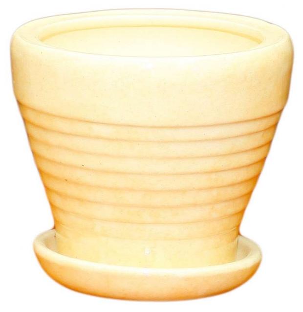 Горшок керамический с поддоном бежевый 14 см 343₽