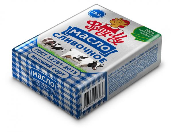 

Масло сливочное «Фрау Му» Крестьянское 72,5%, 180 г