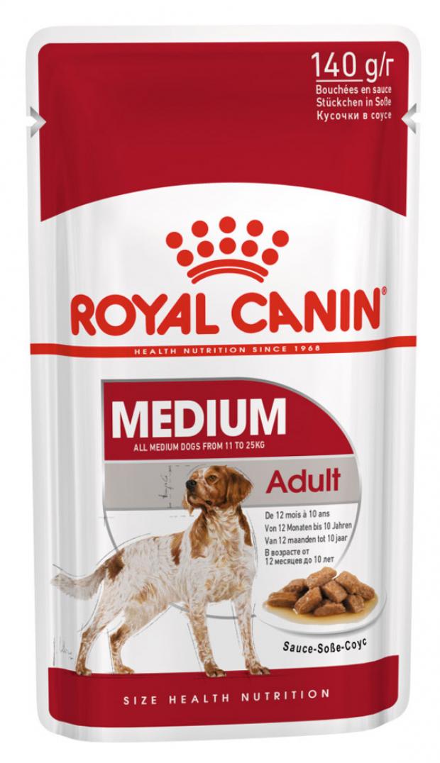 

Корм для собак средних пород Royal Canin Medium Adult Sause-Sobe кусочки в соусе, 140 г