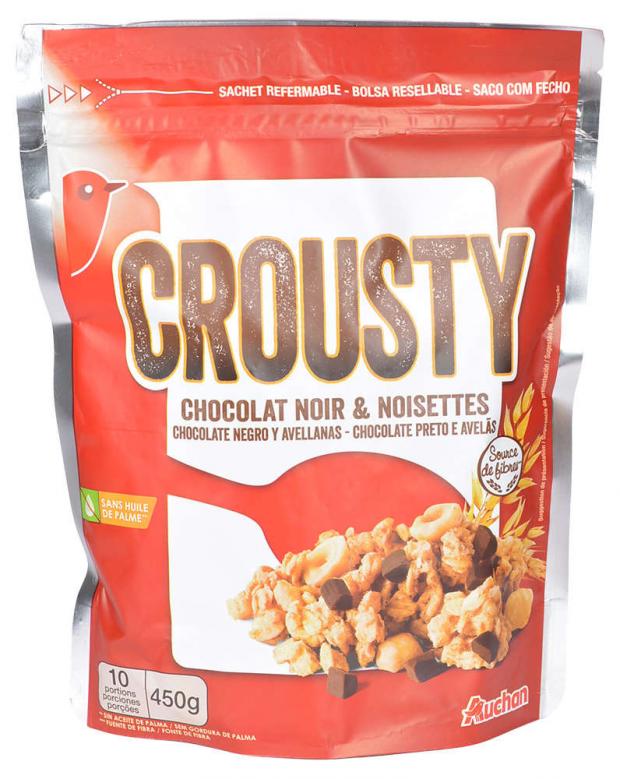 

Мюсли Auchan CROUSTY зерновые с черным шоколадом и орехами, 450 г