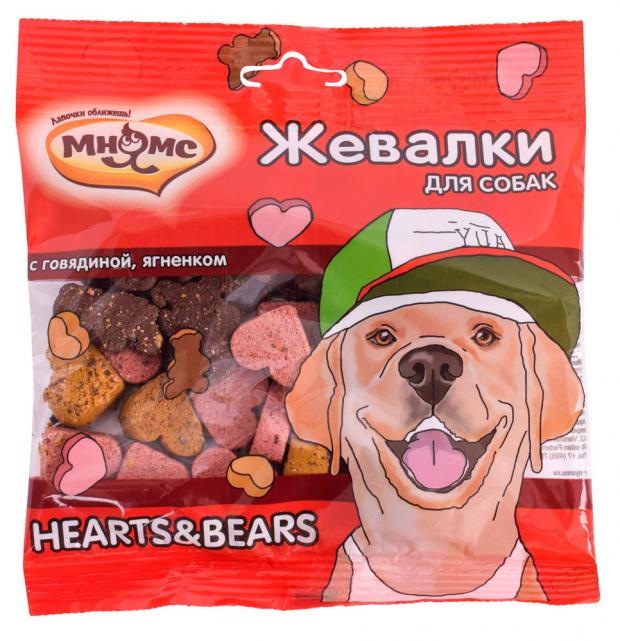 

Лакомство для собак «Мнямс» Hearts&Bears жевалки с говядиной и ягненком, 150 г