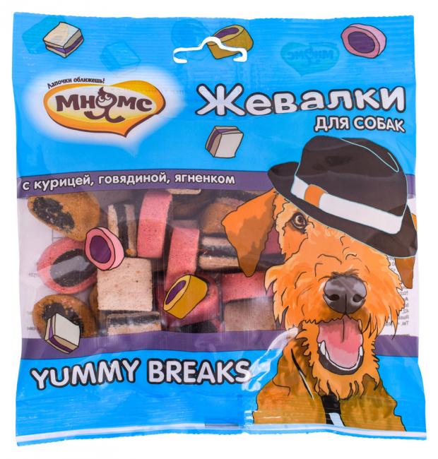 

Лакомство для собак «Мнямс» Yammy Breaks жевалки с птицей говядиной и ягненком, 150 г