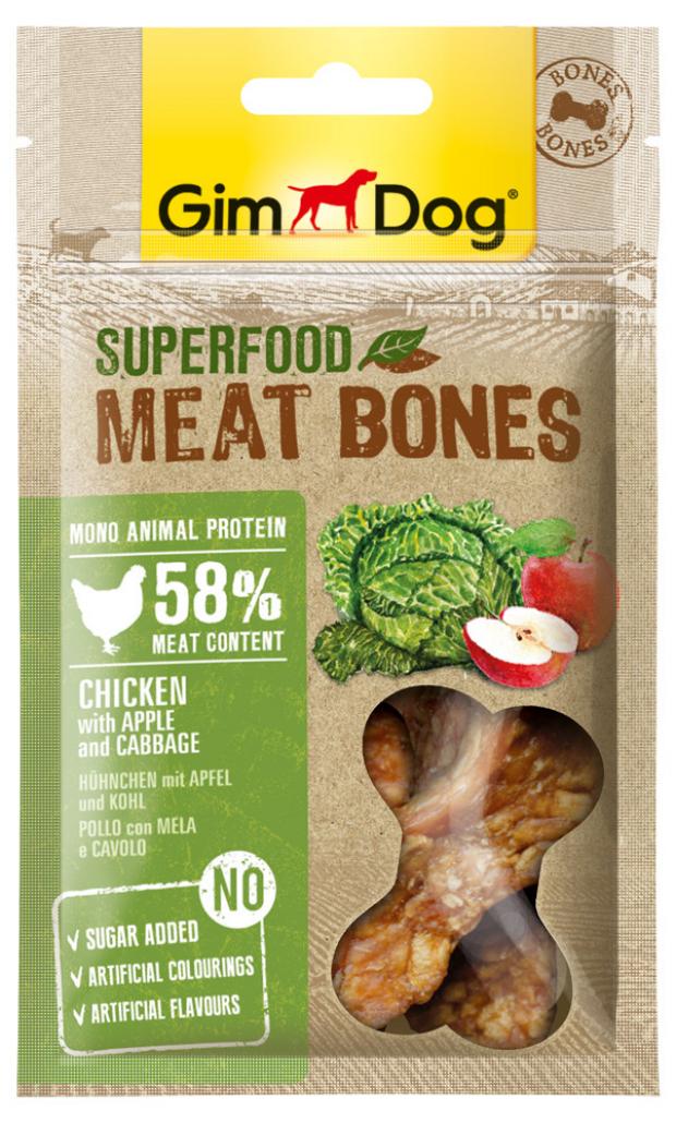 

Лакомство для собак GimDog Meat Bones мясные косточки курица с яблоком и капустой, 70 г