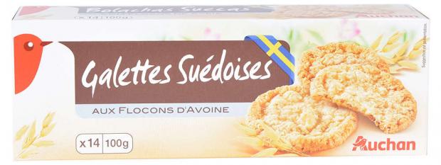 

Галеты Auchan шведские с овсяными хлопьями, 100 г