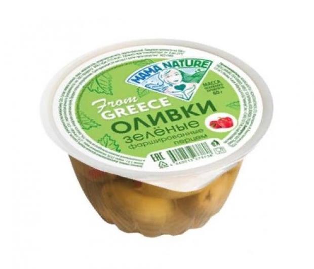 

Оливки зеленые Mama Nature фаршированные перцем, 120 г
