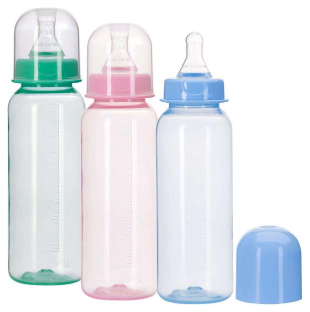 Бутылочка Курносики цветная с силиконовой соской 250 мл 90₽