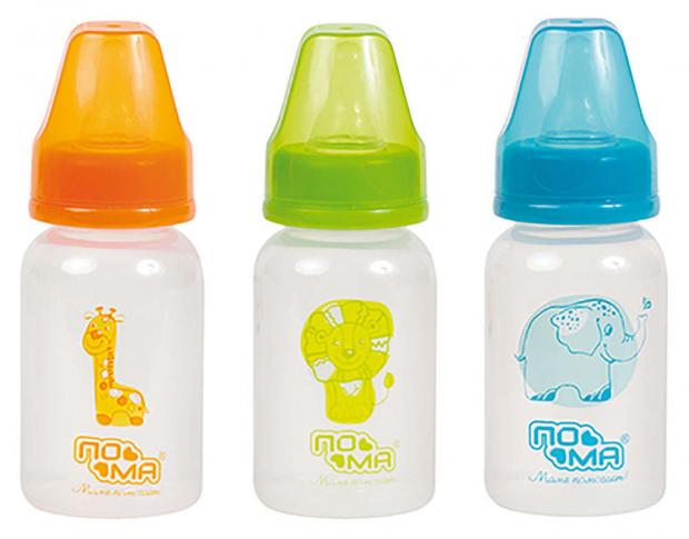 Бутылочка Пома с силиконовой соской с медленным потоком с рождения 140 мл 120₽