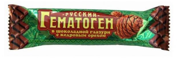 

Гематоген «Русский» в шоколадной глазури с кедровыми орешками, 40 г