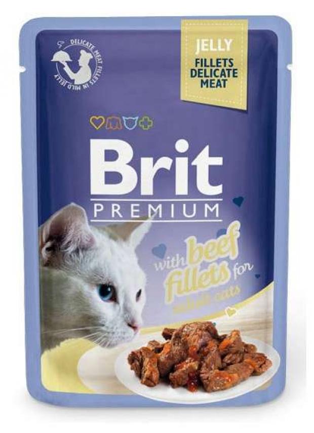 Корм для кошек Brit Premium говядина в желе 85 г 59₽
