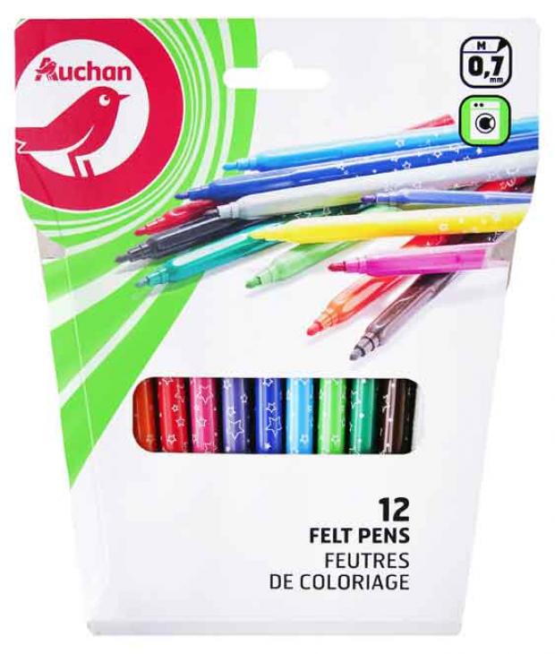 Фломастеры АШАН 07 мм 12 цветов 110₽