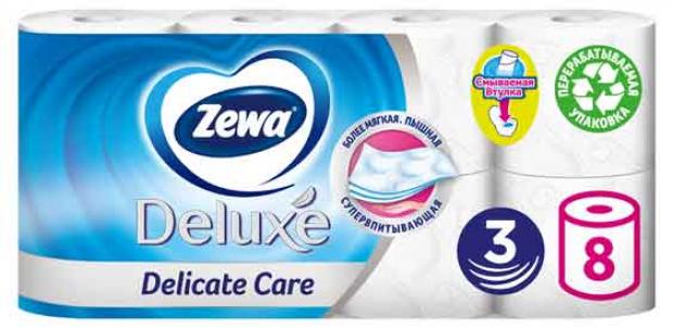 Туалетная бумага Zewa Deluxe Белая 3 слоя 8 рулонов 150₽