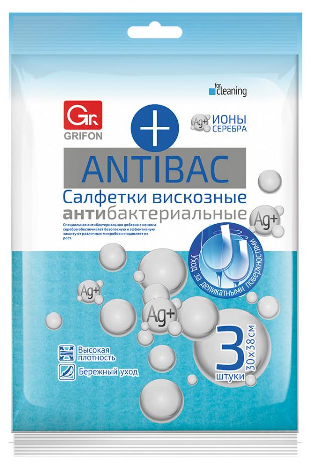 

Cалфетки Grifon Антибактериальные, 3 шт