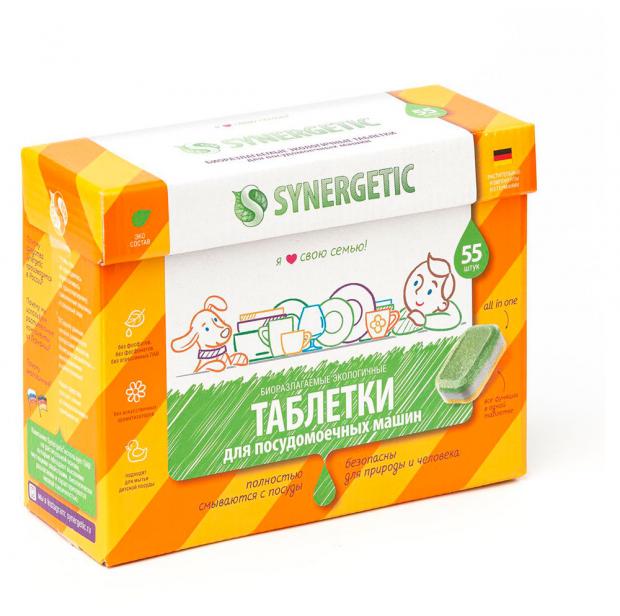 Таблетки для посудомоечных машин Synergetic бесфосфатные экологичные 55 шт 1050₽