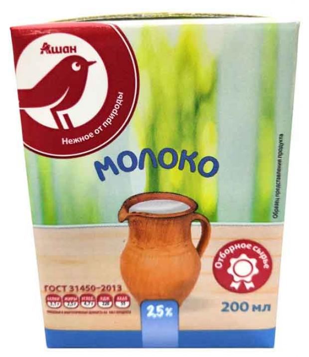 

Молоко ультрапастеризованное АШАН 2,5%, 200 мл