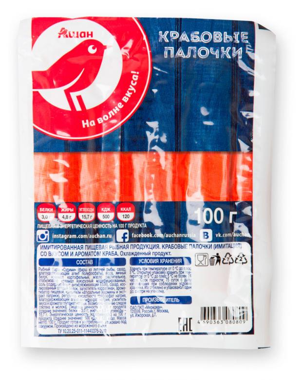 

Крабовые палочки охлажденные АШАН, 100 г