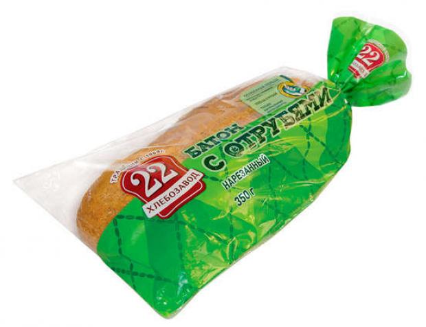 Батон пшеничный Хлебозавод 22 с отрубями нарезка 350 г 27₽